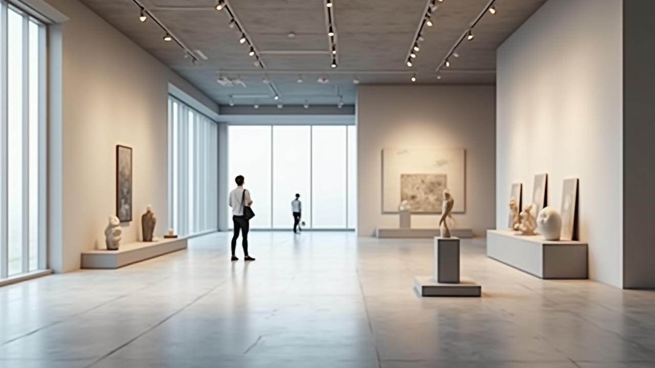 新国立美術館の展示空間照明、自然光と調和する様子